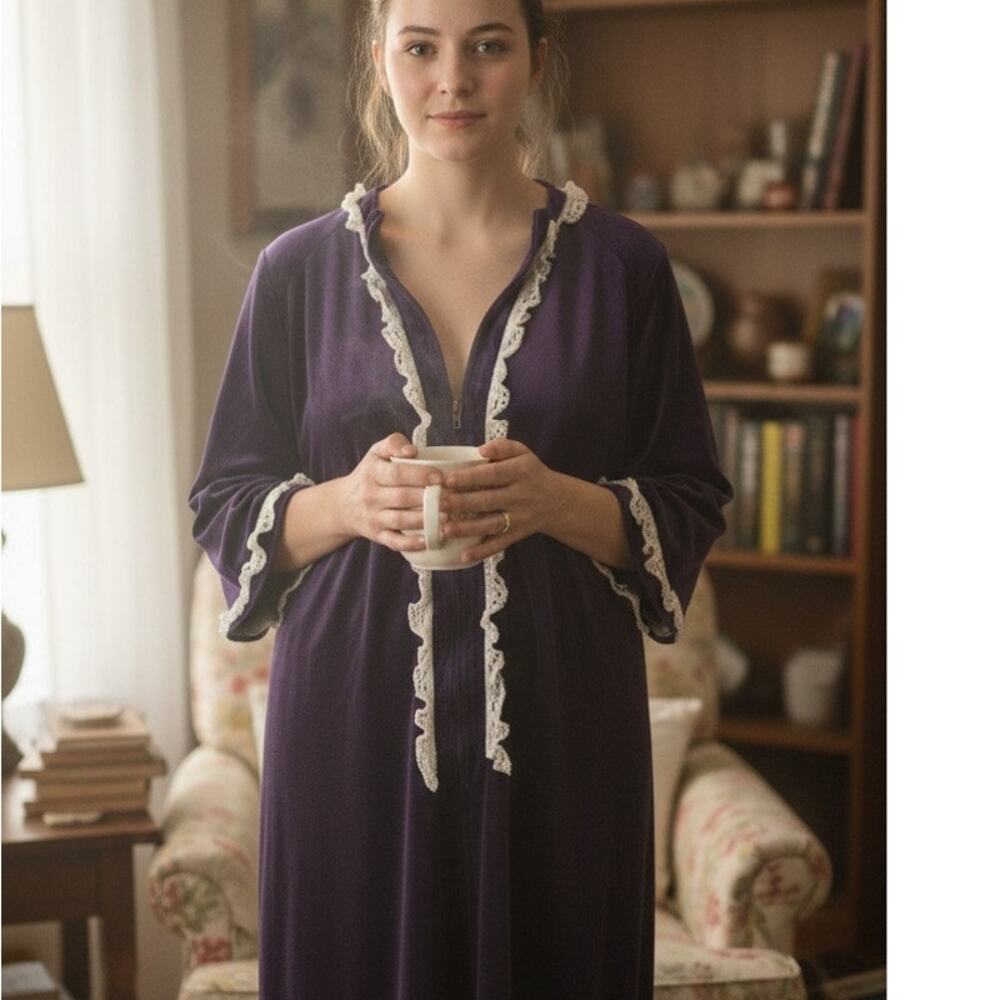 Handmade grannycore velour robe